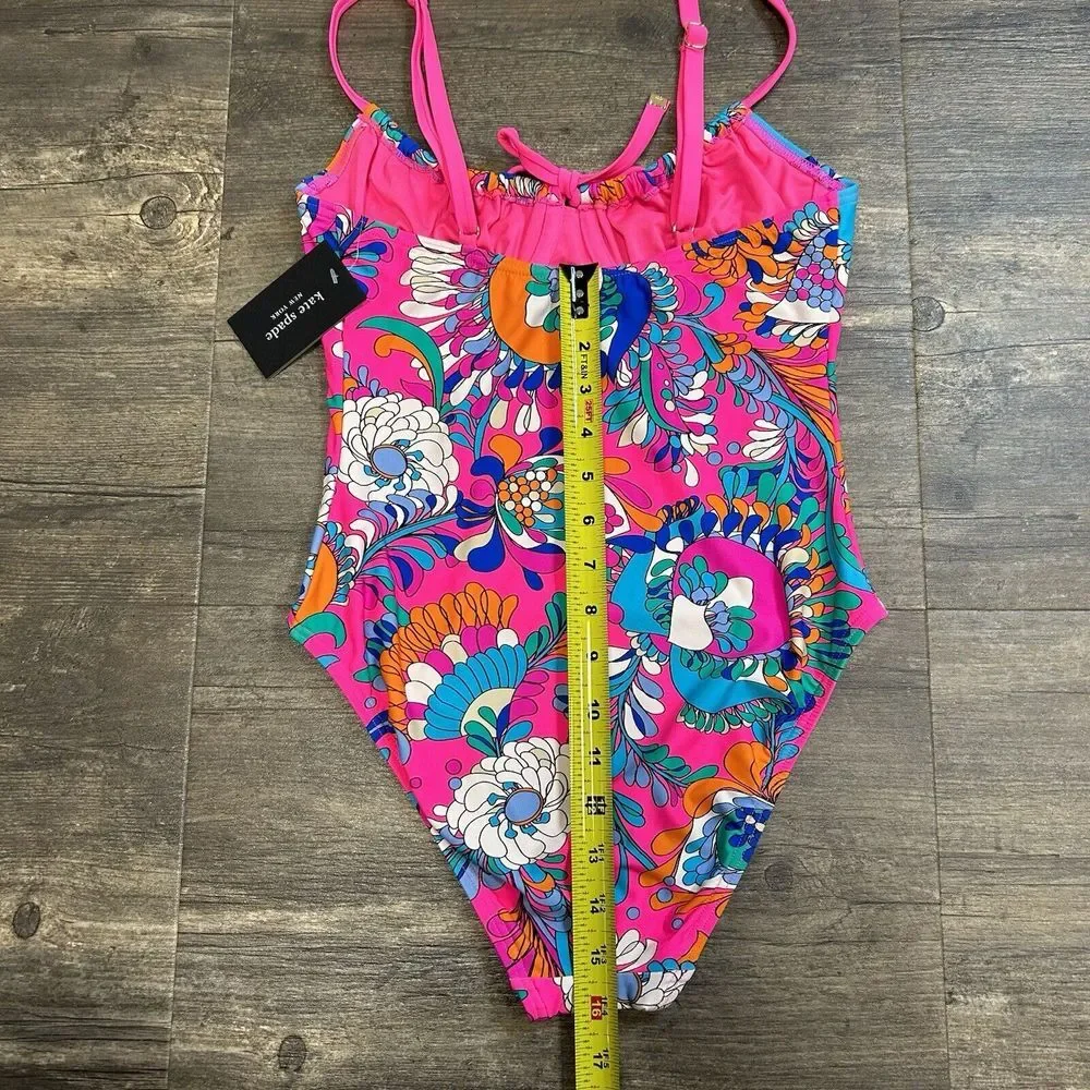 NWT Kate Spade Cinch Front Underwire One Piece Swimsuit Size S Radiant Pink (135